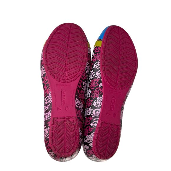 Crocs Mondo Roses Cap Toe Ballet Flats Artsy Y2K Floral Pink Blue Womens 9 - Picture 5 of 7